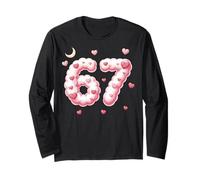 Virale 67 Cuori Kawaii San Valentino Ragazze Umorismo Maglia a Manica