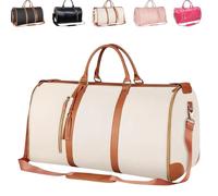 Viralhuntz Travel Bag, 2-in-1 Carry-On Garment Luggage, Waterproof Foldable Carry-On Duffle Bag with Detachable Compartment Shoe Bag, for Weekender(Kaki)