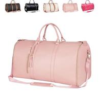 Viralhuntz Travel Bag, 2-in-1 Carry-On Garment Luggage, Waterproof Foldable Carry-On Duffle Bag with Detachable Compartment Shoe Bag, for Weekender(Pink)