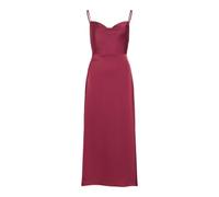 VILA - Vestito lungo in raso color bordeaux con scollo ad anello e spalline sottili-Rosso 34