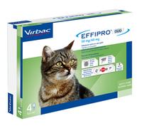 Virbac Effipro Duo gatti 1-6 kg - Antiparassitario contro le pulci e le zecche, 4 pipette da 0,5 ml