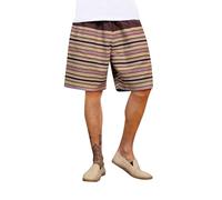 virblatt - Bermuda Uomo Cotone | Cotone | Pantaloncini Uomo Estivi Leggeri Pantaloni Larghi Bermuda Pantaloni Corti Etnici Harem Hippie - Quintessenz Blu S-M