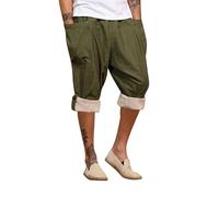 virblatt - Pantaloni Corti Uomo | Cotone | Pantaloni Etnici Uomo Pantaloncini Uomo Estivi Leggeri Pantaloni Larghi Bermuda Corti Harem Hippie - Großzügig Beige S-M