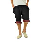 virblatt - Pantaloni Corti Uomo | Cotone | Pantaloni Etnici Uomo Pantaloncini Uomo Estivi Leggeri Pantaloni Larghi Bermuda Corti Harem Hippie - Großzügig Nero XXL
