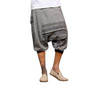 virblatt - Pantaloni Corti Uomo Etnici| Cotone | Pantaloni Harem Pantaloni Larghi Pantaloncini Uomo Pantaloni Etnici Bermuda Cavallo Basso Hippie -Sorgenfrei Blu L-XL