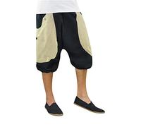 virblatt - Pantaloni Corti Uomo Etnici| Cotone | Pantaloni Harem Pantaloni Larghi Pantaloncini Uomo Pantaloni Etnici Bermuda Cavallo Basso Hippie - Kl Frohnatur Nero L-XL
