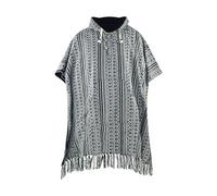 virblatt - Poncho da uomo | cotone | poncho invernale da uomo | funzione reversibile | Baja con cappuccio Poncho caldo Goa, Nero, Large/X-Large