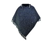 virblatt - Poncho da uomo in cotone, con cappuccio e cappuccio, Nero Macchiato, L-XL