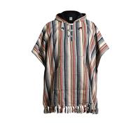 Virblatt - Poncho Uomo in Cotone 100% | Messicano Con Cappuccio Felpa Oversize | Double Face | Tabarro Invernale Surf - Arriba Multicolore L-XL
