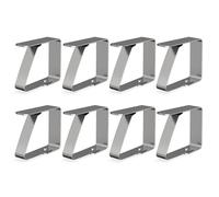 virea 8 x Fermacoperta Argento per tavoli con Spessore di 3 cm - - Fermacoperta in Acciaio Inossidabile per Interni ed Esterni - - Fermacoperta Facili da Pulire