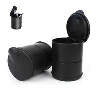 VireEyU 2 Pezzi Cestino per Auto con Coperchio, Adatto per Portabicchieri e Portiere dell'Auto, Piccolo e Compatto, Ideale per Auto, Casa e Ufficio, Nero