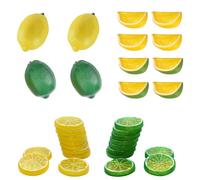 VireEyU 30 Pezzi di Finte Fette di Limone e Lime - Decorazioni Artificiali per Feste, Matrimoni e Fotografia, Giallo e Verde