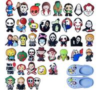 VireEyU Charm per Scarpe, 40 Pezzi a Tema Halloween, Decorazioni Horror per Scarpe, Charm in PVC per Zoccoli, Braccialetti, Ideali per Regali di Compleanno, Accessori