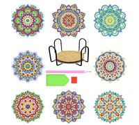 VireEyU DIY Sottobicchieri per Bevande - Set di 8 in Ceramica e Sughero Assorbente con Portabicchieri in Metallo, Candele, Regalo di Inaugurazione per Compleanni, Decorazione per Cucina e Soggiorno