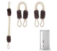 VireEyU Protezione porta a corda, set di 3 pezzi, lunghezza 60 cm, fermaporta in cotone per una protezione efficace delle dita dei bambini e degli animali domestici, sicuro e morbido, colore marrone.