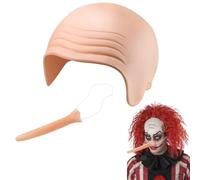 VireEyU Set Calotta Calva e Protesi Naso Lungo, Calotta Calva in Lattice con Naso Lungo, Accessorio per Costumi di Halloween e Carnevale, Divertente Travestimento per Feste