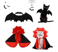 VireEyU Set Costume da Halloween per Animali Domestici, Mantello da Vampiro e Ali di Pipistrello per Gatti e Cani Piccoli, Divertente Set di Travestimenti, Perfetto per Feste di Halloween e Cosplay.