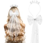 VireEyU Set da 2 Pezzi Accessori per Capelli da Sposa con Fiocchi e Strass, Fascia da Sposa, Tiara Glitterata per Sposa, Decorazioni per Feste e Addio al Nubilato, Regalo per Matrimonio