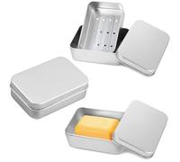 VireEyU Set da 3 Contenitori per Sapone in Alluminio con Griglia di Drenaggio, Scatole per Sapone Resistente all'Umidità per Viaggi e Casa, Antiruggine, Compatte e Durature