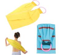 VireEyU Set di 2 Guanti Esfolianti - Spazzola da Doccia Naturale per Rimuovere la Pelle Morta, Spugna Esfoliante con Manici Doppi per Peeling Corporeo, Cura della Pelle (Giallo/Blu)