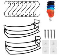 VireEyU Set di 2 porta cappelli con 8 ganci - Organizer da parete e porta in metallo per cappellini da baseball, montaggio autoadesivo, ideale per camera da letto e armadio, Nero