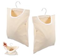 VireEyU Set Di 2 Sacchetti Per Mollette - 28 X 32 Cm, Con Appendiabiti E Gancio, Organizzatore Riutilizzabile Per Bagno E Guardaroba - Per Mollette, Calzini, Intimo