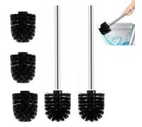 VireEyU Set di 2 Spazzole WC con 3 Testine di Ricambio, Spazzola per WC con Diametro di 7,5 cm, Manico in Acciaio Inox, Spazzola Toilette, Ricambio per Spazzolone WC in Acciaio Inossidabile