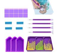 VireEyU Set di 24 vassoi organizzatori per pittura diamante con scodelle e scatola portaoggetti | Kit di accessori per pittura diamante, con 6 alloggiamenti per scodelle da trapano