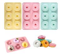 VireEyU Set di 3 stampi per ciambelle in silicone premium, antiaderente, resistente al calore fino a 230°C, ideale per donuts, bagels, adatto per forno e microonde, facile da pulire e da conservare