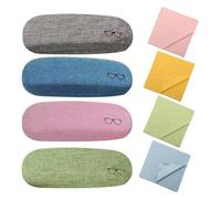 VireEyU Set di 4 Custodie Rigide per Occhiali & 4 Panni in Microfibra, Scatola Universale per Conservazione Occhiali,Occhiali da Sole,Unisex,Inclusi Panni Pulizia di Alta Qualità per Vetri e Schermi