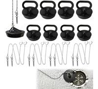 VireEyU Set di 4 Tappi per Lavandino in Silicone, Tappi per Scarico - Con Catena di 18 cm, Adatti per Lavandini e Vasche da Bagno, Ideali per Cucina e Bagno (42mm e 50mm)