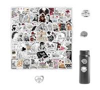 VireEyU Set di Adesivi Teschio, 100 Pezzi Adesivi Impermeabili in Bianco e Nero, Graffiti Vintage per Laptop, Skateboard, Casco, Auto, Bicicletta, Ideale per Adolescenti e Adulti