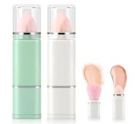 VireEyU Set di Pennelli 2-in-1 Retrattabili, 2 Pezzi - Pennelli Doppia Faccia Portatili per Viaggio con Spugna e Pennello per Cipria, Ideale per un Trucco Perfetto.