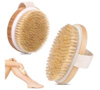 VireEyU Set di Spazzole Corpo in Legno di Bambù - 2 Pezzi, Spazzola da Massaggio e per il Peeling a Secco con Setole Naturali per Esfoliare il Corpo, Migliorare la Circolazione Sanguigna