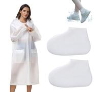 VireEyU Set Poncho Pioggia e Copriscarpe - Impermeabile per Uomo e Donna con Soprascarpe in Silicone, Antiscivolo e Riutilizzabile, Ideale per Ciclismo, Escursionismo e Campeggio