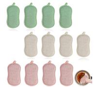 VireEyU Spugne da Cucina Riutilizzabili, Set di 12, 16x9 cm, Microfibra, Doppio Lato per Sporco Ostinato, Lavabili in Lavatrice, Perfette per Stoviglie e Pulizia Superfici