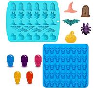 VireEyU Stampi in Silicone per Halloween, 2 Pezzi, 30 & 40 Scomparti, Forme di Zucche e Fantasmi, Stampi per Cioccolatini di Halloween, Forme per Caramelle, Gomme, Cioccolato, Biscotti, Gelatina