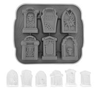 VireEyU Stampo in Silicone a Forma di Lapide per Halloween,Stampo 3D per Cioccolato con Teschi e Ragno,Versatile per Cubetti di Ghiaccio,Dolcetti,Stampo in Silicone,Ideale per Feste a Tema e Halloween