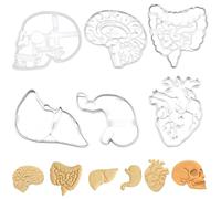 VireEyU Tagliabiscotti di Halloween Set di 6 Pezzi - Forme Anatomiche di Cuore, Cervello, Intestino, Stomaco, Testa, Fegato