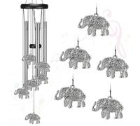 Virekm Campanelli a vento per esterni, campanelli a vento per esterni, simpatia, decorazione per patio, giardino, decorazione da giardino zen (elefante)