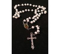 Virgen De Guadalupe, Rosarios Blancos De Madera Para Recuerdos De Bautizo/Primera Comunione 12 Piezas. Battesimo/La mia prima comunione Nostra Vergine Di Guada Lupe Rosari 12 Party Pack.
