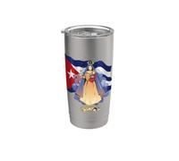 Virgen de la Caridad del Cobre Patrona de Cuba e bandiera cubana Bicchiere termico in acciaio inox doppia parete