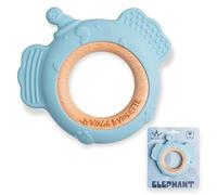 Virgil & Violette - Massaggiagengive Neonati, Giochi Neonato da 0 Mesi per la Dentizione, Anello in Silicone senza BPA e Legno, Stimolatore per Gengive con Texture Ruvide, Regalo Neonato (Elefante)