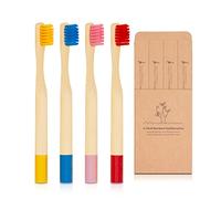 Virgin Forest Spazzolini da denti in bambù per bambini, senza BPA, setole sicure colorate (confezione da 4)
