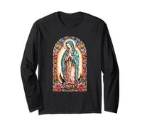 Virgin Mary of Guadalupe Religious Graphic Women Catholic Maglia a Manica