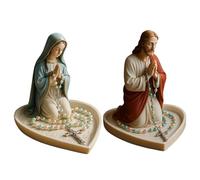 Virgin Mary Rosary Holder, Portarosario con Gesù e Maria In Preghiera, Ornamenti Cattolici Statua della Madonna delle Grazie, Elegante Ricordo Religioso per Rosario, Collana e Anelli(Mary+Jesus)