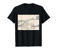 Virginia Beach VA Vintage Skyline Disegno Maglietta