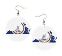 Virginia State Flag Map stampato orecchini rotondi per le donne, 1 paio di orecchini in pelle leggera set di gioielli alla moda regali per donne ragazze, One Size, Poliestere