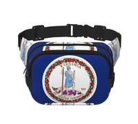 Virginia State Flag Print Square Double Layer Funzionalità Marsupio Unisex Crossbody Pack Travel Workout, Nero, Taglia Unica, Nero, One Size