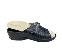 VIRGO FIRENZE Ciabatte Donna con plantare Estraibile in pelle Traspirante Antibatterico Pantofole Made in Italy antishock con Cinturino Regolabile su dorso piede, blu, 37